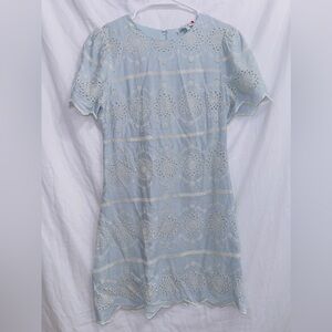 English Factory Blue Eyelet Lace Detail Short Sleeve Mini Dress size XS